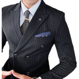 Double Brewed Seersucker Suit Autumn Men's Suit Slim Striped
