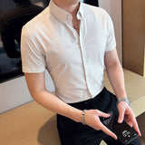 Men Shirts Pinstripe Business Casual Short Sleeve