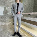 Double Brewed Seersucker Suit Spring Men Leisure Suit