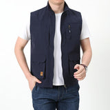 Men Utility Vest Work Zipper Tactical Work Vest Slim Pocket Jacket Spring and Autumn Men's Outdoor Leisure plus Size Vest