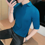 Men Short Sleeve T-Shirt Striped Short Sleeve Polo Shirt