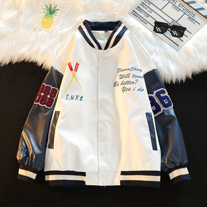 Corduroy Patch Jacket Corduroy Baseball Uniform Jacket Loose