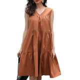 Semi Formal Dresses for Wedding Summer Loose Solid Color Dress Women Ruffles