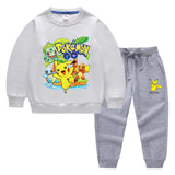 Children Pokemon Pikachu Hoodie & Pant Set Two-Piece Baby Cotton Sweater Set