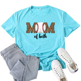 Boy Mama T Shirts Baseball Mama Leopard Print Letter Print T-shirt