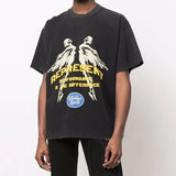 Present Angel T Shirt Present Retro Washed Angel Letter Puff Print Short Sleeve Shirt