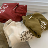 Diana Harvard Sweatshirt Heart Printing Brushed round Neck Pullover Yellow Sweater