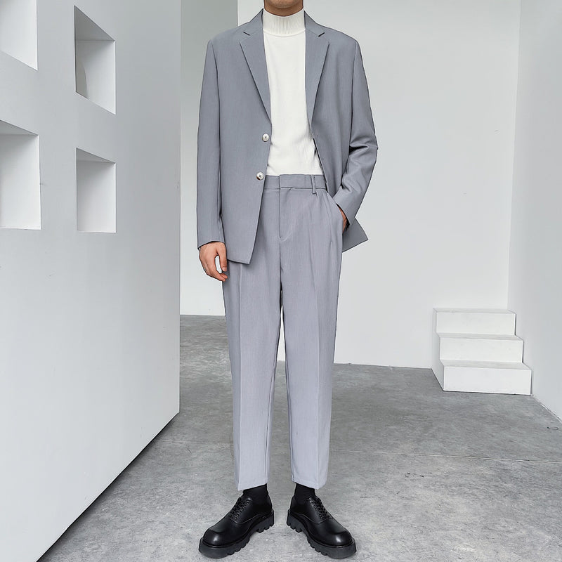 Seersucker Suit Loose Suit Two-Piece Set