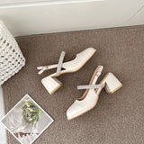 Nude Block Heel Sandals Mary Jane Sandals