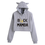 In Memory of Kobe Hoodie Kobe Peripheral Printing Casual Women Navel-Exposed Cat Ear Sweater