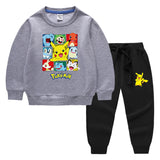 Children Pokemon Pikachu Hoodie & Pant Set Sweater Set Two-Piece Cotton