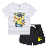 Children Pokemon Pikachu Tshirts & Shorts Leisure Sports Suction Suit Neutral