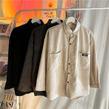 Corduroy Patch Jacket Corduroy Shirt Men's Long Sleeve Retro Casual Spring and Autumn