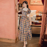 Women Cottagecore Dress Summer Puff Sleeve Dress