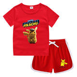Children Pokemon Pikachu Tshirts & Shorts Casual Sports Undershirt Suit Neutral