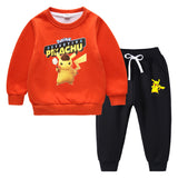 Children Pokemon Pikachu Hoodie & Pant Set Fleece Lined Padded Warm Keeping Winter Clothes Sweatershirt Suit