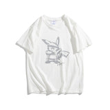 Men 'S T-shirt Summer Round Neck Cartoon Cartoon Pattern Printed Blue Short-Sleeved T-shirt Men 'S Cotton Half Sleeve