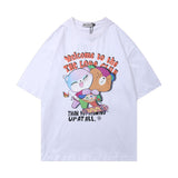 Men's T Shirt Summer Casual Tops Cartoon Bear Printed Short Sleeve T-shirt Fashion Brand Half Sleeve Street Fashion Loose Couple Half Sleeve