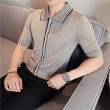 Men's Shirts Polo Shirt Summer Men's Texture Knitted Short-Sleeved Shirt