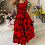Women Bohemian Dress Summer Women's Spaghetti-Strap Floral Print Dress