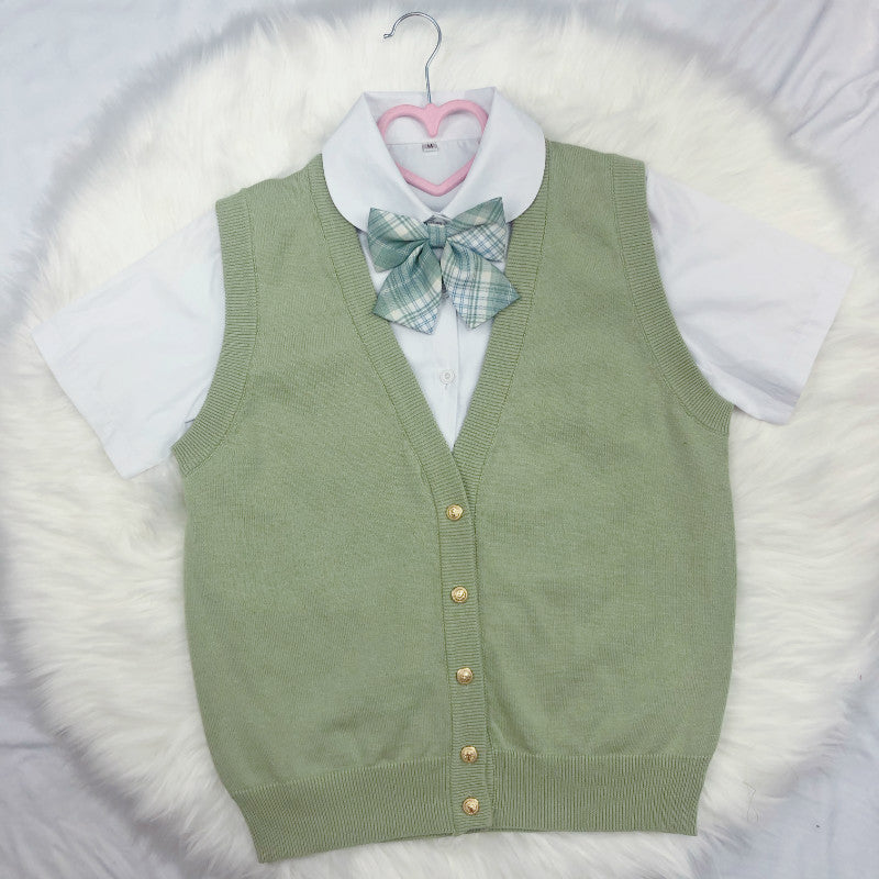 Gothic Lolita Harajuku Style Clothing Qiule Knitted Cardigan Solid Color Vest Thin