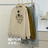 Diana Harvard Sweatshirt Heart Printing Brushed round Neck Pullover Yellow Sweater