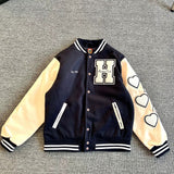Human Made Sweatshirt Woolen Quilted Leather Baseball Uniform Loose