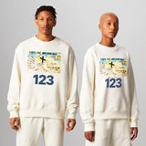 Rrr123 Sweatshirt Retro Graffiti Printing Loose round Neck Fleece-Lined Sweater