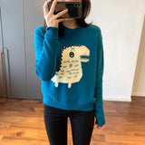 Dinosaur Sweaters round Neck Knitted Sweater