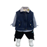 Toddler Boys Jackets Boys Autumn Clothing Suit Children's Shirt Cowboy Two-Piece Vest Set