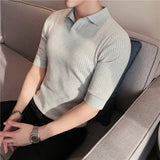 Men Short Sleeve T-Shirt Striped Short Sleeve Polo Shirt