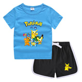 Children Pokemon Pikachu Tshirts & Shorts Leisure Sports Suction Suit Neutral