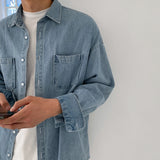 Denim Shirts Denim Long Sleeve Shirt Coat Men's Spring and Autumn Loose