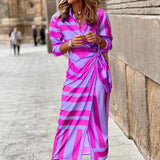 Women Exotic Dresses Midi Striped Dress