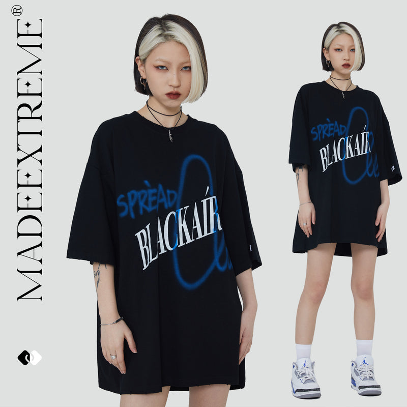 Blackair T Shirt Blackair Graffiti Letter Print Short-Sleeve T-shirt