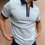 Polo Shirts Men's Zipper Color Matching T-shirt Top