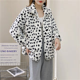 Women Dalmatian Coat Leopard Print Lamb Wool Coat Female Autumn And Winter Loose
