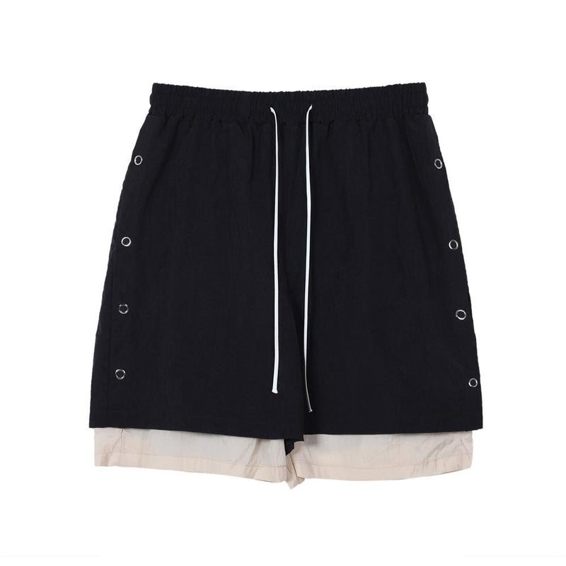 Men's T Shirt Summer Casual Tops Casual Shorts Men Fashion Brands Color Contrast Patchwork Fifth Pants Street Trend Loose Middle Pants