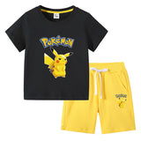 Children Pokemon Pikachu Tshirts & Shorts Cotton Short Sleeve Shorts Two Pieces Neutral