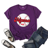 Boy Mama T Shirt Baseball Mama Printed Short Sleeve T-shirt