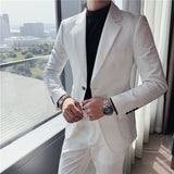 Seersucker Suit Two-Button Suit Men's Slim Fit Suit Two-Piece Suit