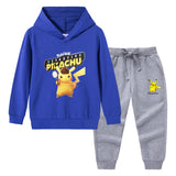 Children Pokemon Pikachu Hoodie & Pant Set Hooded Sweater Trousers Two-Piece Baby Cotton Sweater Suit