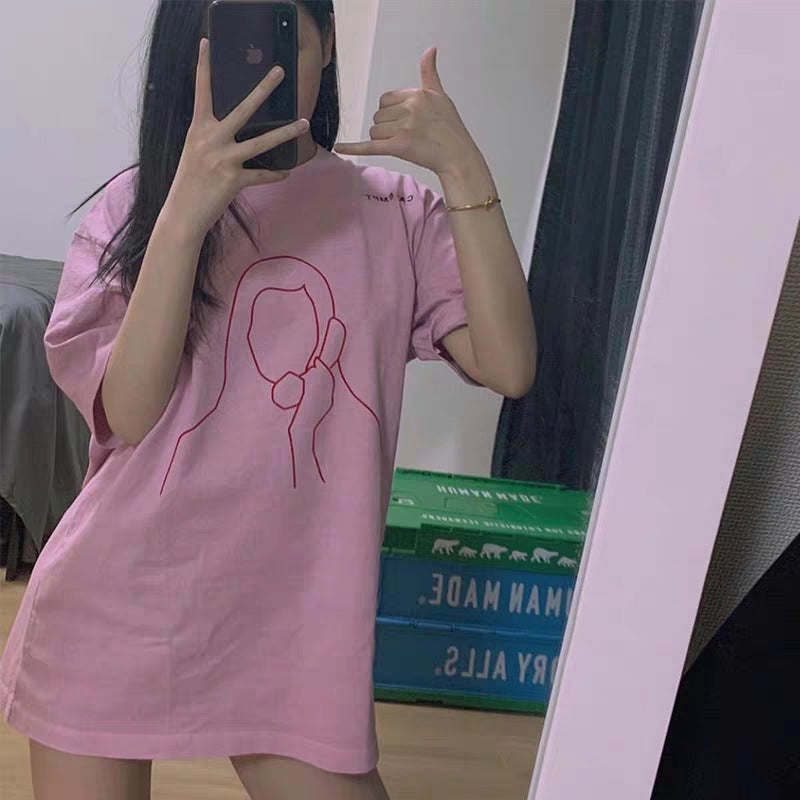 Cavempt Ce Pink Man-Shaped Short-Sleeved T-shirt
