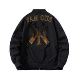 New York NYC Varsity Jacket Stand Collar Jacket Baseball Uniform Sequined Embroidered Jacket