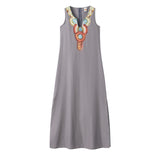 Beth Dutton Bohemian Dress Summer Spring Midi Dresses Loose Cotton Linen Sleeveless Deep V-neck Side Slit Dress