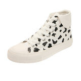 Cow Print Hey Dude Shoes Fall Black and White Spots Leopard Print Canvas Shoes Women Flat Heel Low-Top Breathable White Shoes