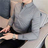Men Shirts Stripes Slim-Fit Base Shirt