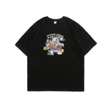 Men T Shirt Summer Casual Tops Men's Clothes Summer Wear Japanese-Style Retro Men's round Neck Short Sleeve Casual Cartoon Totoro Printed T-shirt