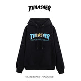 Thrasher Hoodie Autumn and Winter Flame Print Men's Women's Hoodie Brushed Hoody