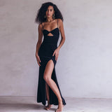 Music Festivals Rave Outfits Dress Summer Sexy Suspenders Slim-Fit Slit Hip-Wrapped Dress